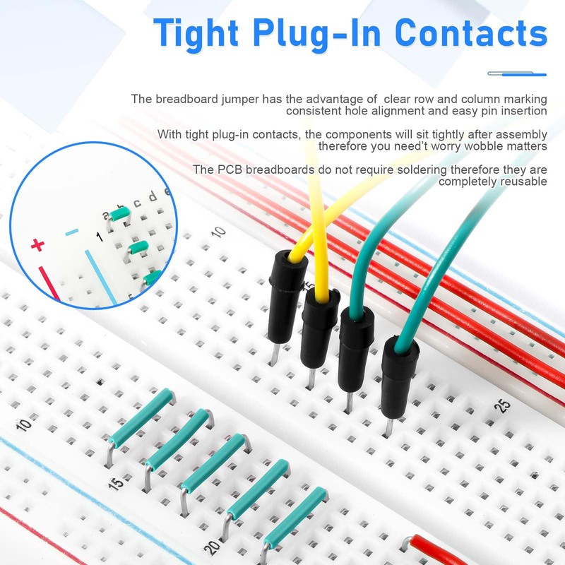 Breadboard Jumper Wire Kit 400pcs 830 Point Breadboards + 65