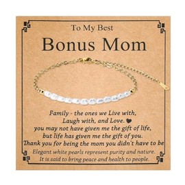 Gifts for Stepmom Bonus Mom Pearl Bracelets for Women Mothers Day Gifts for Step Mom Bonus Mom Birthday Gifts from Daughter Son Thank You Gifts for Mother in Law Bracelet