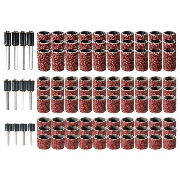 Voarge 102 Pcs Drum Sander Kit,Including 90 Pieces Nail Sanding Band Sleeves and 12 Pieces Drum Mandrels for Rotary Tool