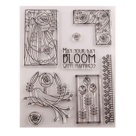 Bloom with Happiness Flowers Floral Borders Corner Roses Clear Stamps for Cards Making Decoration Clear Stamps or Scrapbooking Paper Craft Tools-A1583