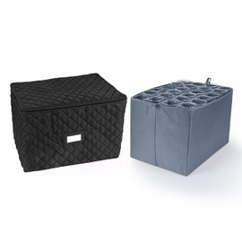 Covermates Keepsakes - Adjustable Glassware Storage - Padded Protection - ID Window - Stain Resistant - Machine Washable - China Storage, Black