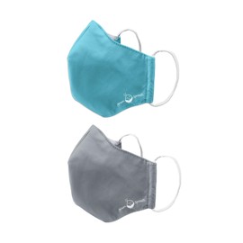 green sprouts i play 2 Pack Reusable Face Mask and Storage Bag with Carbon Filter and Water-Resistant Teen/Adult Medium Aqua Grey