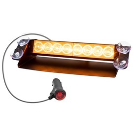 NWpangu LED Dash Strobe Lights, Windshield Yellow Flashing Warning Light Bar w/Suction Cups Emergency Light for Construction Vehicles Trucks Traffic Safety.