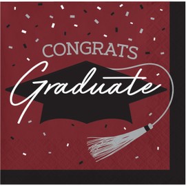 School Spirit Burgundy Graduation Beverage Napkins, 108 Count