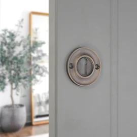  Infinity Decor Solid Brass Vintage Style Slimline Standard Escutcheon Door Lock Keyhole Cover for Front Doors 42mm (Matt Antique)