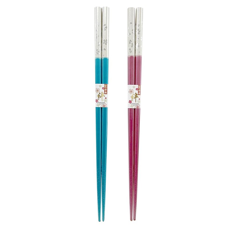 Husband and Wife Chopsticks with Cherry Blossom Pearl, Blue, Pink,