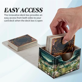 BFDHGQZC Card Deck Box for Trading Cards Commander Deck Box Card Storage Box with Strong Magnet Magic Premium Gathering Deck Box Cover for TCG CCG Magic Cards,Wildflower Field