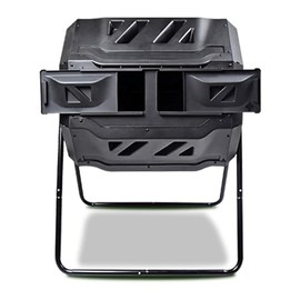 Koolscapes Dual Chamber Tumbling Composter 42 Gal (160L) Black Rotating Outdoor Compost Bin, Double Chamber Rotary Composter, Recycled Plastic with Steel Frame for Backyard and Vegetable Garden