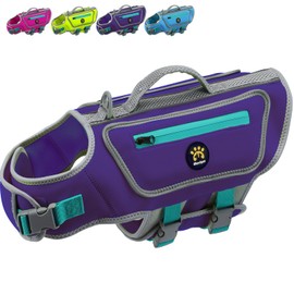 Sheripet Dog Swimming Vest with D-Ring, Lightweight Dog Life Vests for Boating, Reflective Dog Lifejackets Swimsuit Neoprene Pet Life Jacket with Rescue Handle for Small Medium Dogs (Purple, S)