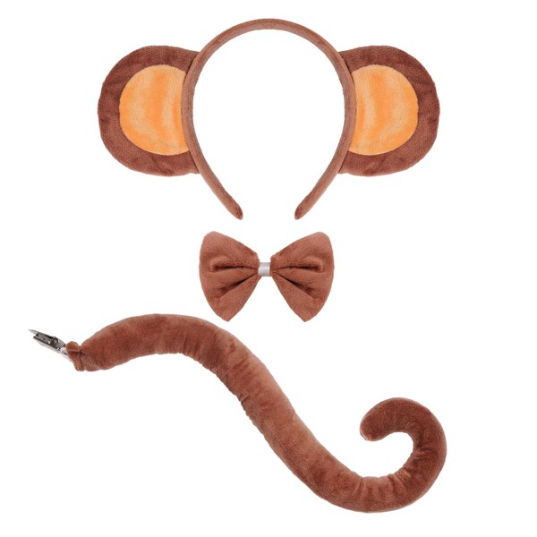 Topbuti Monkey Ears Headband and Tail Set for Women Monkey