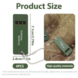 GXGM Pack of 4 Whistles, Emergency Whistle with Key Ring, Signal Whistle, Loud Emergency, Referee, Outdoor Emergency Survival Whistle