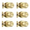 Leydebong 6 Pack Gold Ball Door Knobs with Lock, Keyless