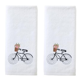 SKL Home Flower Basket Bike Hand Towel Set, White