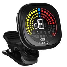 LEKATO WST-6800 Clip On Guitar Tuner Rechargeable, Tuner for Guitar, Bass, Ukulele, Violin & Chromatic Tuning Modes, Fast Accuratie Tuning, Super Bright Display to Read, for Professional/Beginners - Color: 1pcs, Black