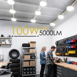 LED Construction String Lights 100FT, 10000 LM, 5000K Daylight LED String Work Lights, 100W Temporary Lighting for Job Site Outdoor Indoor, IP65 Waterproof Temporary Construction Lights, ETL Listed