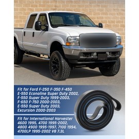 Serpentine Belt K081223 Fit for Ford F-250 F-350 F-450 F-550 Super Duty 1999-2003, for F-650 F-750 2000-2003, for E-550 Econoline Super Duty 2002, for Excursion, V8 7.3L Replace 8K1223