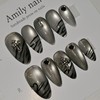 Gothic Silver Magnet [Handmade Nail Tip] Emily Nail - Medium