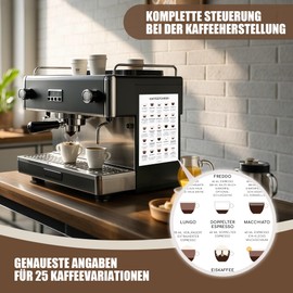 KYONANO Barista Accessories - Magnetic Cheat Sheet German for 25 Coffee Recipes - 21 x 32 cm Coffee Guide Poster Fridge - Coffee Accessories, Espresso Accessories, Coffee Kitchen Picture, Coffee