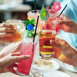 [12 Styles]Drink Umbrellas Cocktail Picks Coconut Palm Cocktail Umbrellas Firework Drink Stirrers Tropical Cocktail Sticks for Drinks Fruit Hawaiian Party Decorations Cocktail Accessories.36 PCS