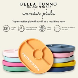 Bella Tunno Wonder Baby Plates – Silicone Suction Plates for Baby, Toddler, & Kids, Great for Baby Led Weaning, BPA Free, Kid and Baby Must Haves, 4 Sections (Fiesta Then Siesta)