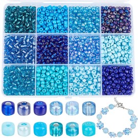 SUNNYCLUE 1 Box 156G Bracelet Seed Beads 4mm 6/0 Seed Beads Bulk Small Glass Blue Pony Glass Loose Spacers for Jewelry Making DIY Earrings Bracelets Necklace