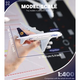 QIYUMOKE 1/400 for Germany A380 Airplane Model (6-inch L) for Airbus A380 Plane Model Kits with Pre-Built Aircraft Landing Gear and Display Stand for Adults Planes Aviation Gifts or Collection