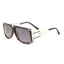Dweebzilla Gazelle Superfly Flat Top Square Aviator Sunglasses (Gold & Tortoise Frame, Black)