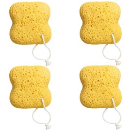 Bath Sponge, 4 Pack Natural Sponge for Shower, Ultra-Soft Exfoliating Body Sponge for Sensitive Skin, Gentle Deep Cleansing, 13.5x12.5x6 Cm