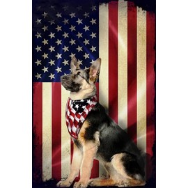Jigsaw Puzzle 1000 Piece Wooden Puzzle German Shepherd American Flag USA Patriot Picture Family Decorations, Wall Art Pictures for Living Room Props Educational Toys & Games
