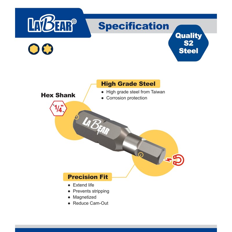LABEAR - Golden Mini Folding Ratchet Screwdriver Set, 72-Tooth Reversible