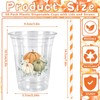 50Pcs Fall Plastic Cups with Lids Straws Pumpkin Floral Disposable
