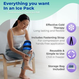 Reusable Knee Gel Pack with Elastic Straps - Gel Ice Pack for Knee, Joint, Elbow and Arm - Flexible Cold Packs for the Whole Family - Soft Ice Pack for Versatile Wrap and Convenient Use - 3 Packs Blue