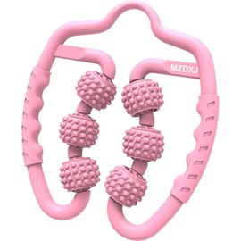 MZDXJ Upgraded Six-Wheel Muscle Roller - Arm & Leg Massager, Forearm & Calf Roller, Tennis Elbow Brace for Men, Carpal Tunnel & Tendonitis Relief, Perfect for Wrist, Hand, Foot, & Thigh（Pink）