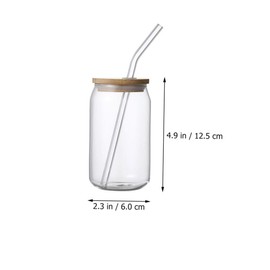 Vaguelly 2pcs Transparent Glass Water Cups with Bamboo Lids Portable Straw Beverage Cups for Cold Drinks Stylish and Convenient for Home Restaurant Use