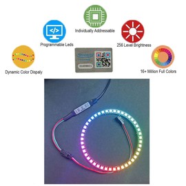 Sparkleiot WS2812 - Anillo LED direccionable de 35 bits con cable conector SM2.54-3P, DC5V WS2812B 5050 RGB LED con driver integrado Pixeles control individual para Arduino ESP8266 Nodemcu