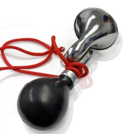 Metal Clown Horn | Retro Clown Horn | Metal Honking Horn | Clown Prop Horn | Loud Circus Bulb Horn | 6.5 Inches | Black/Silver