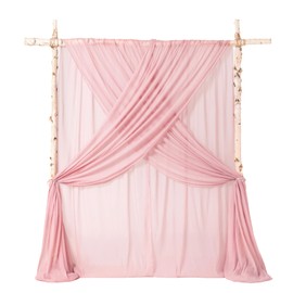 Ling's moment 10ft x 23ft Blush Pink Wedding Backdrop Curtains for Arch Drape Sheer Crepe Fabric Wrinkle-Free Tablecloth for Birthday Baby Shower Bridal Shower Photo Booth Decoration