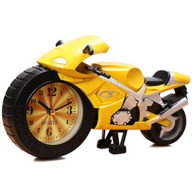 Bike Shaped Clock Table Clock Alarm Clock Analog Clock Fashion Motorcycle Design Interior Alarm Clock Bedroom Nursery (Yellow)