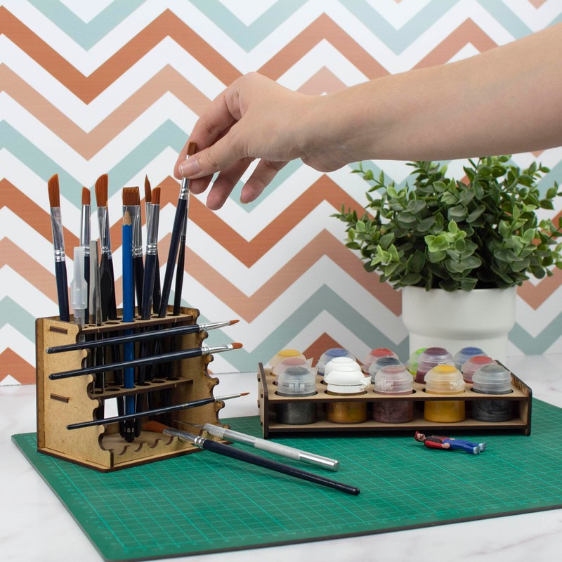 PROSCALE Set of 2 Brush Holders for Model Making, Organiser