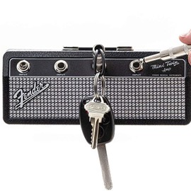 JACKWS Fender Key Holder for Wall Mounting Guitar amp Key Hooks,Includes 1 wall mounting kit and 4 guitar plug keychains，Organize key storage racks for rooms, shops and garages