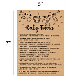 Misaidou Baby Shower Game, Baby Trivia Game Cards, Baby Shower Party Games Supplies & Activities, Party Activities Ideas Supplies, Baby Shower Ideas, 30 Game Cards Included, Kraft