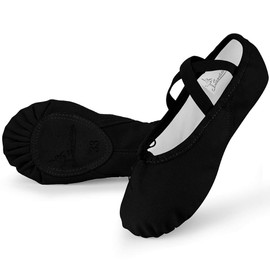 Soudittur Ballettschuhe Mädchen Ballettschläppchen Trainings Tanzschuhe Gymnastikschuhe Yogaschuhe Geteilte Ledersohle für Kinder und Damen EU 39 Schwarz