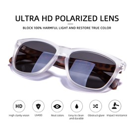 COLOSSEIN Fashion Polarized Sunglasses For Men Women Classic Square Frame UV400 HD Lens (Dark Grey - Polarized, 55)