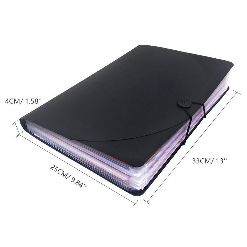 24 Pockets Expanding File Folder with Lid - Plastic Portable