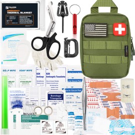 FalconTac 200 Pieces First Aid Kit IFAK Survival Kit Molle System Compatible Pouch, Emergency Kit Gift for Men, Dad, Husband, for Outdoor, Camping, Hunting, Hiking, Home, Earthquake, Disasters