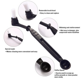 Abeskch Coffee Machine Cleaning Brush Kit - 2 Coffee Cleaning Brushes With Spoons and 2 Removable Brush Heads for Espresso Machine and Coffee Grinder