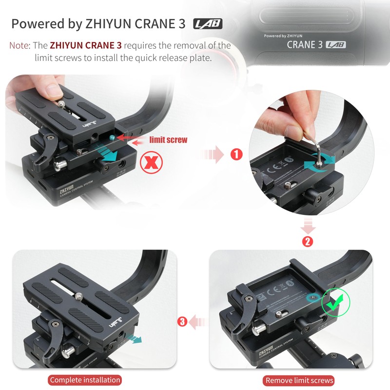 Hersmay Camera Quick Release Plate for Zhiyun Crane 2 3