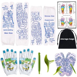 Cullevo Reflexology Socks with Tools,2 Pair Reflexology Socks with Massage Tool for Men Women, Reflexology Chart Socks with Trigger Point Massage Tool, Foot Massage Socks and Acupressure Socks