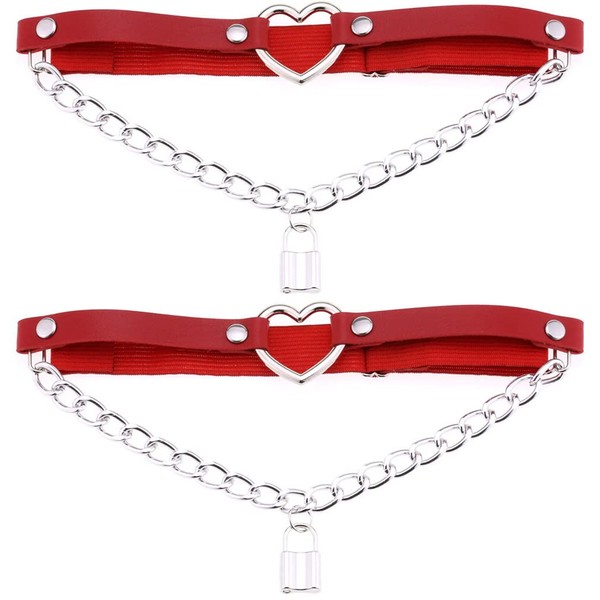 FM FM42 Red Simulated Leather PU Love Heart Ring Lock