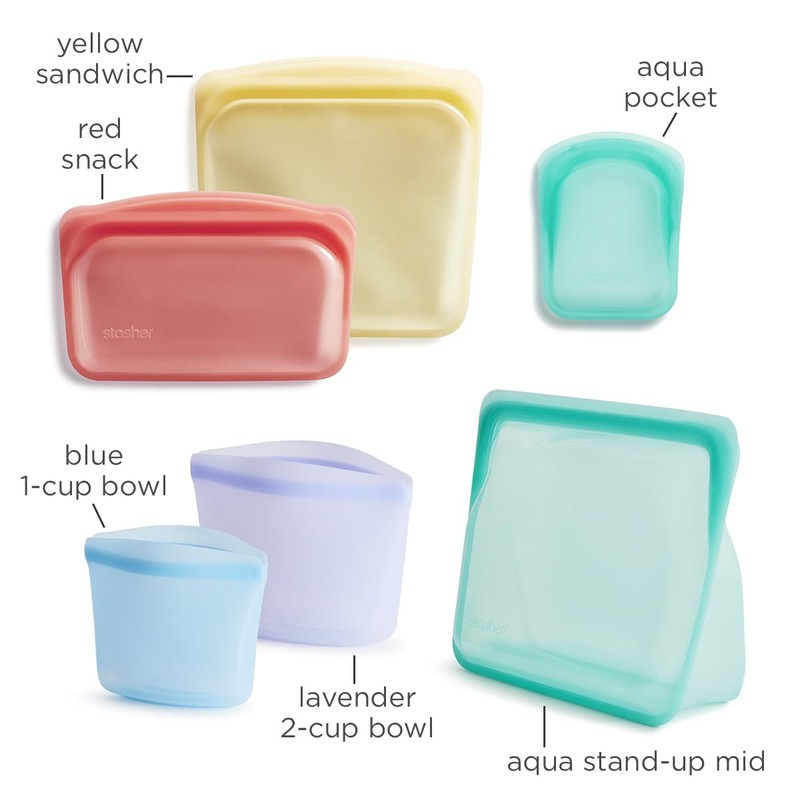 Stasher Reusable Silicone Storage Bag, Food Storage Container, Microwave and
